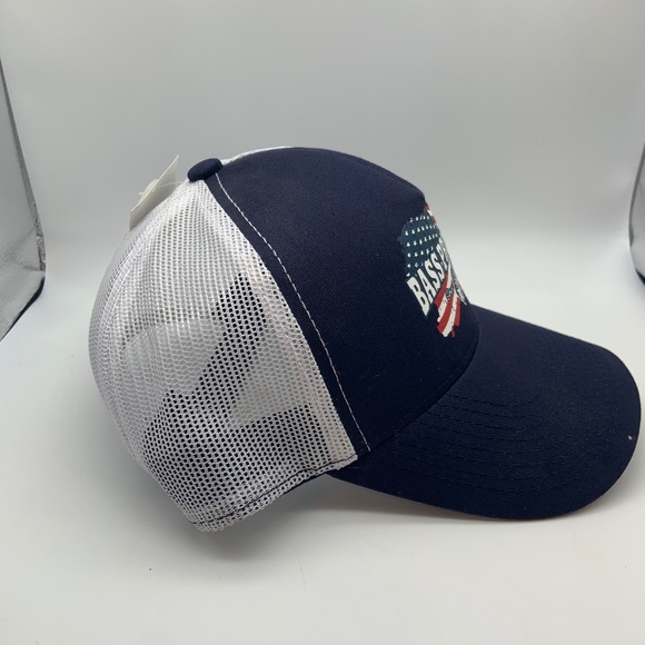 Bass Pro Shop American Flag Fishing Meshback Snapback in Navy/White - Picture 2 of 15